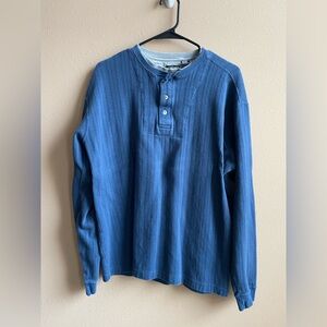 Casual Blue Long Sleeve Henley Tee